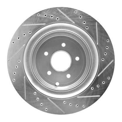 R1 Concepts R1 09-24 Infiniti Q50 Rear Left Drilled & Slotted Silver Brake Rotor