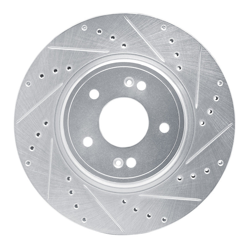 R1 Concepts R1 18-23 Genesis G70 Front Right Drilled & Slotted Silver Brake Rotor