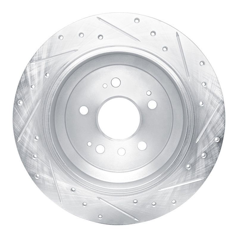 R1 Concepts R1 16-25 Honda Pilot Rear Left Drilled & Slotted Silver Brake Rotor
