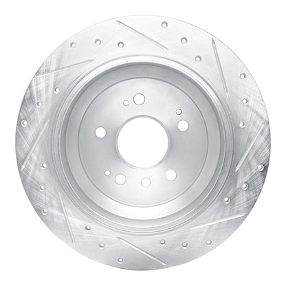 R1 Concepts R1 16-25 Honda Pilot Rear Left Drilled & Slotted Silver Brake Rotor
