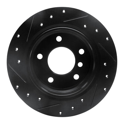 R1 Concepts R1 95-99 BMW 318TI Rear Right Drilled & Slotted Black Brake Rotor