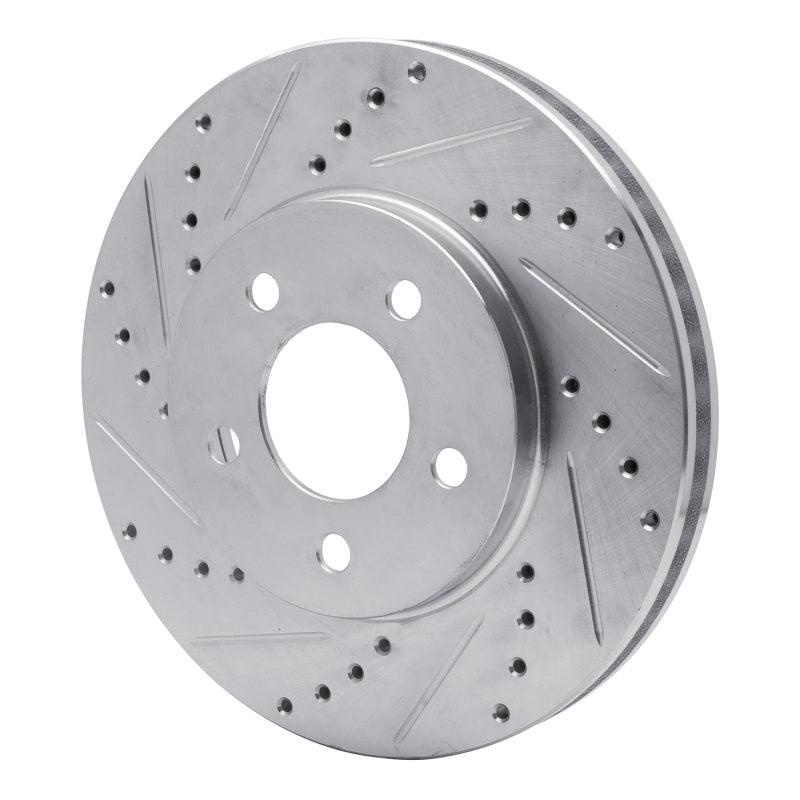 R1 Concepts R1 05-10 Ford Mustang Front Left Drilled & Slotted Silver Brake Rotor