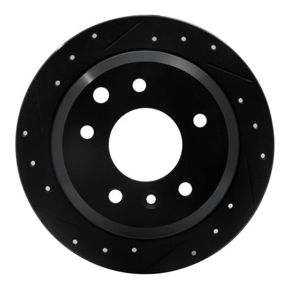 R1 Concepts R1 86-89 Jaguar Vanden Plas Rear Left Drilled & Slotted Black Brake Rotor