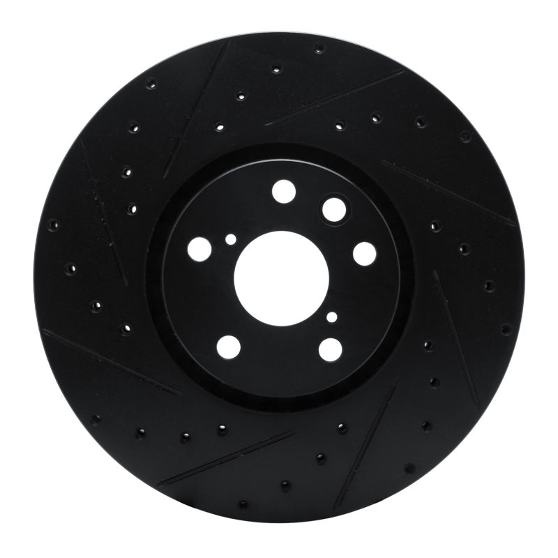 R1 Concepts R1 06-20 Lexus GS350 Left Front Drilled & Slotted Black Brake Rotor