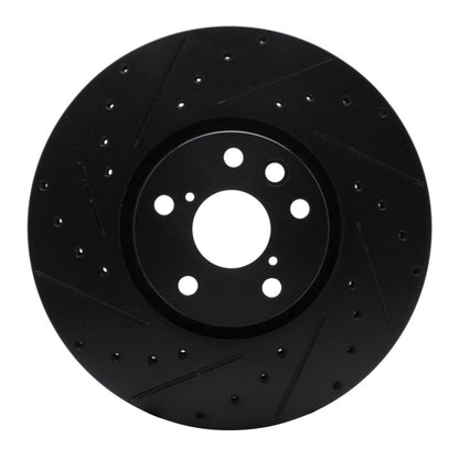 R1 Concepts R1 06-20 Lexus GS350 Left Front Drilled & Slotted Black Brake Rotor