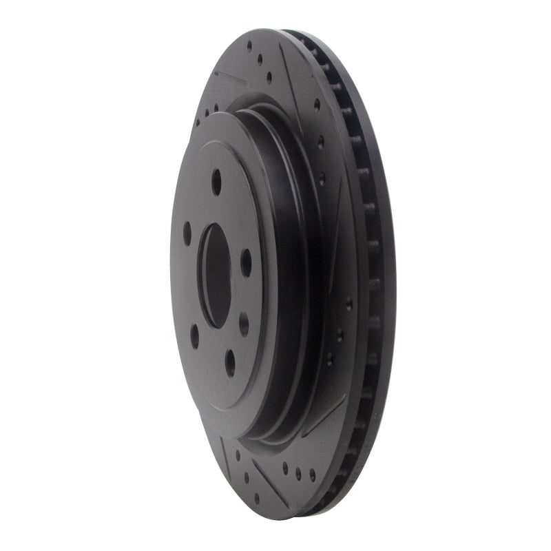 R1 Concepts R1 08-19 Cadillac CTS Rear Right Drilled & Slotted Black Brake Rotor