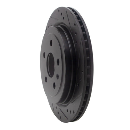R1 Concepts R1 08-19 Cadillac CTS Rear Right Drilled & Slotted Black Brake Rotor