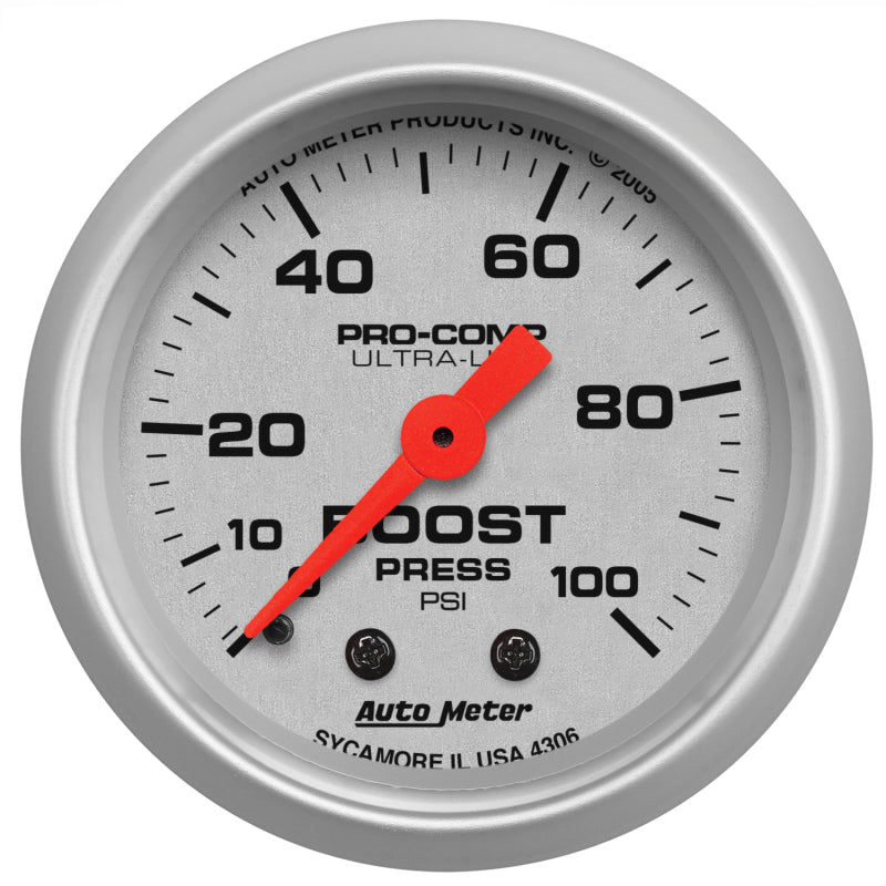 Autometer Ultra-Lite 52mm 0-100 PSI Mechanical Boost Gauge