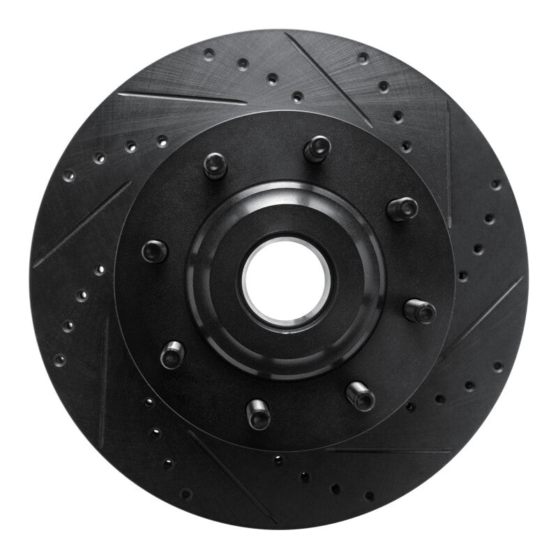 R1 Concepts R1 05-07 Ford F-350 Super Duty 2WD Front Right Drilled & Slotted Black Brake Rotor