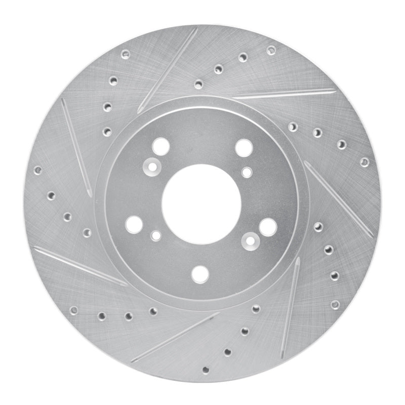 R1 Concepts R1 99-14 Acura TSX Front Left Drilled & Slotted Silver Brake Rotor