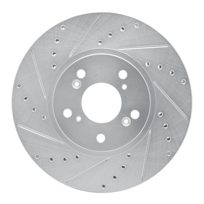 R1 Concepts R1 99-14 Acura TSX Front Left Drilled & Slotted Silver Brake Rotor
