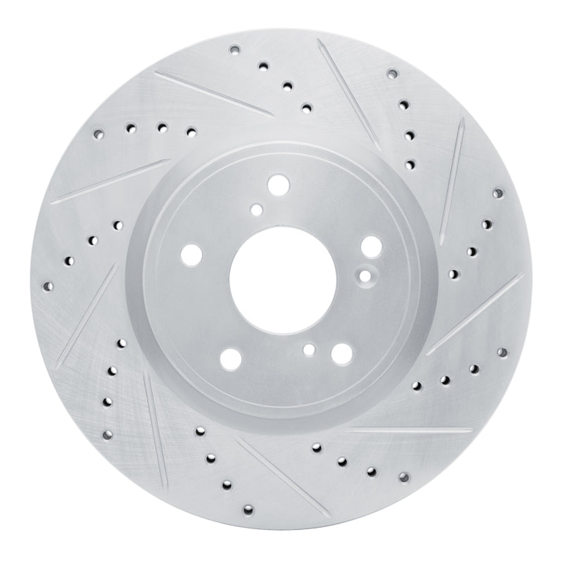 R1 Concepts R1 2013-2025 Acura ILX Front Right Drilled & Slotted Silver Brake Rotor