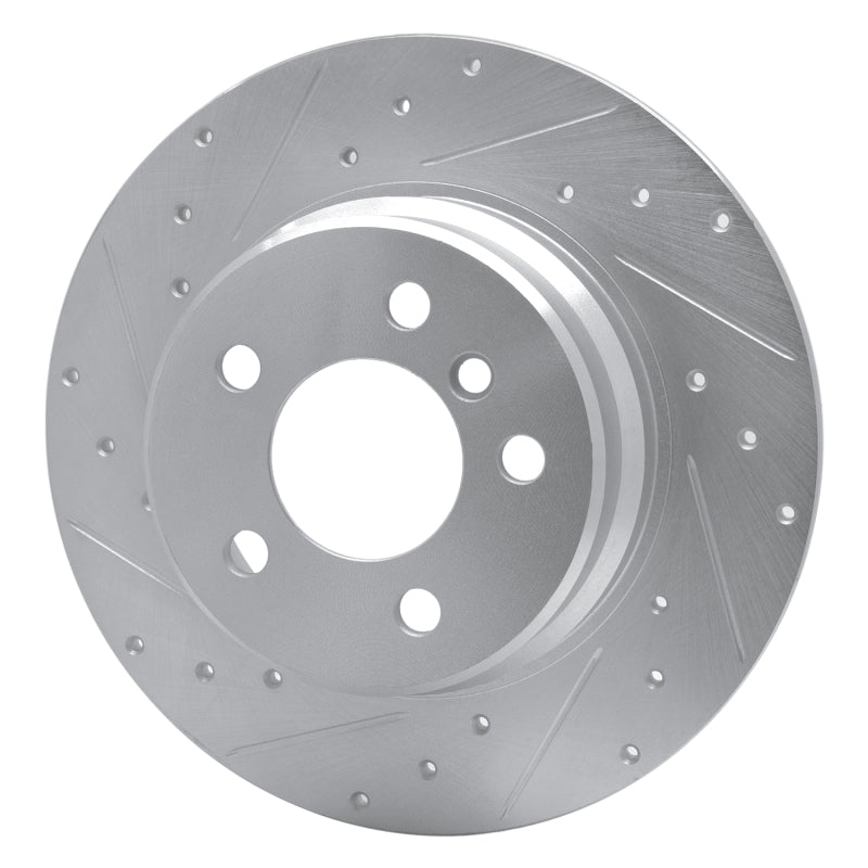 R1 Concepts R1 00-06 BMW X5 Rear Left Drilled & Slotted Silver Brake Rotor