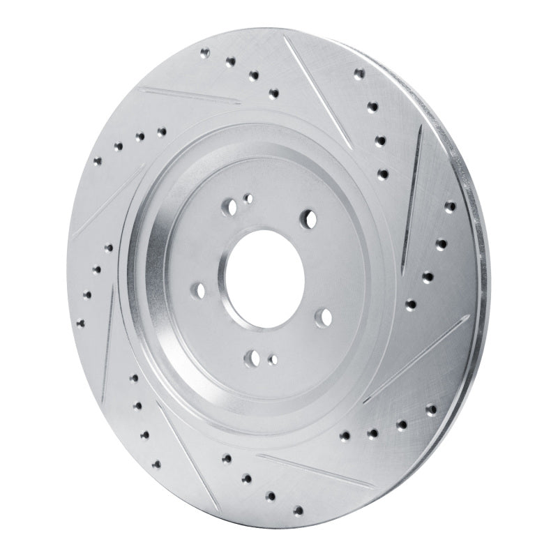 R1 Concepts R1 19-22 Genesis G90 Rear Left Drilled & Slotted Silver Brake Rotor