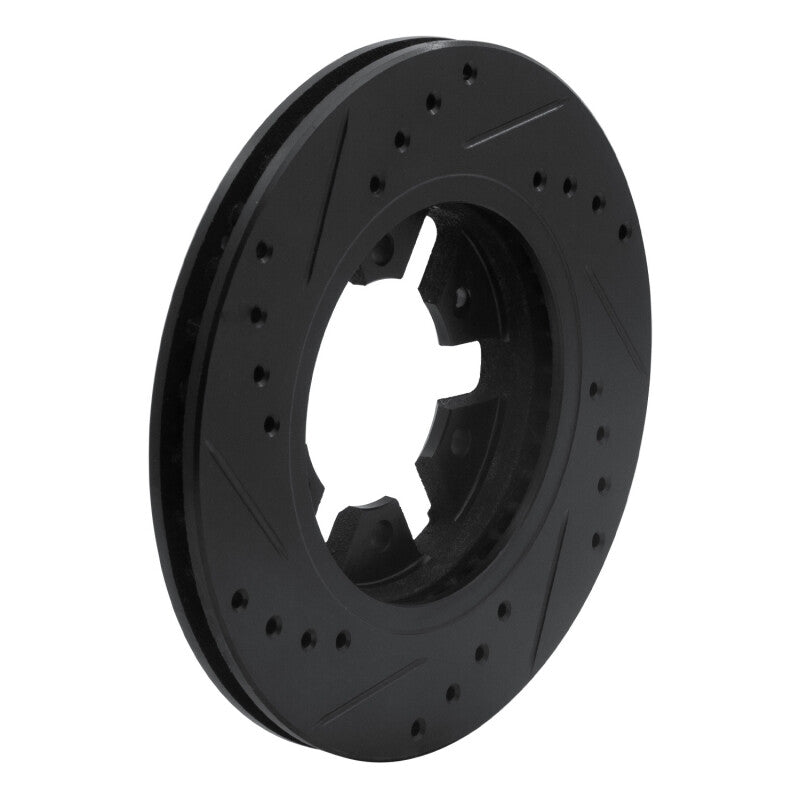 R1 Concepts R1 85-97 Nissan D21 Pickup RWD (4 Cyl Excl HD) Front Right Drilled & Slotted Black Brake Rotor