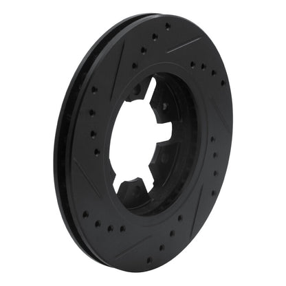 R1 Concepts R1 85-97 Nissan D21 Pickup RWD (4 Cyl Excl HD) Front Right Drilled & Slotted Black Brake Rotor