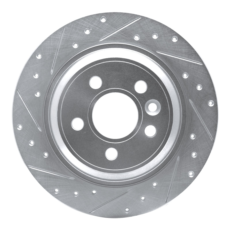 R1 Concepts R1 07-18 Volvo V60 Cross Country Rear Left Drilled & Slotted Silver Brake Rotor