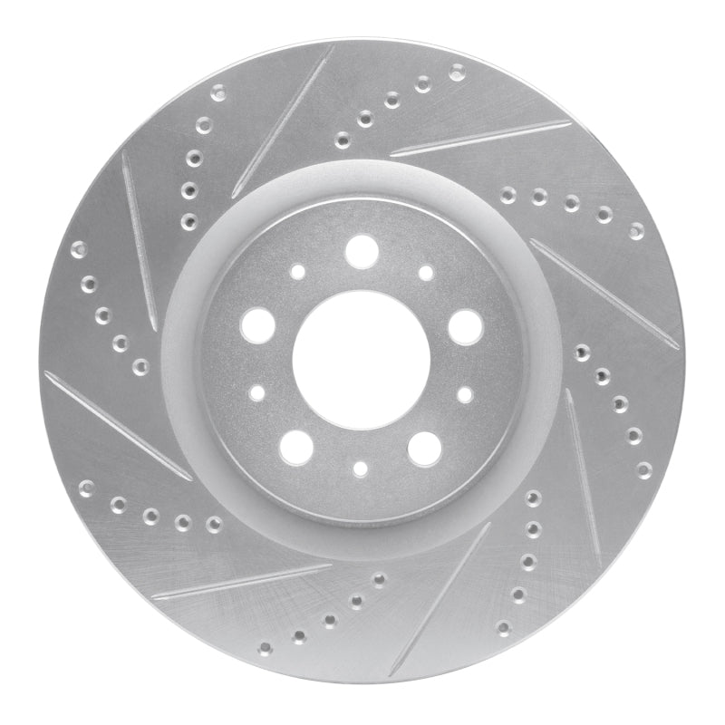 R1 Concepts R1 04-07 Volvo V70 Front Left Drilled & Slotted Silver Brake Rotor
