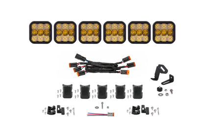 Diode Dynamics SS5 Sport Universal CrossLink 6-Pod Lightbar - Yellow Combo