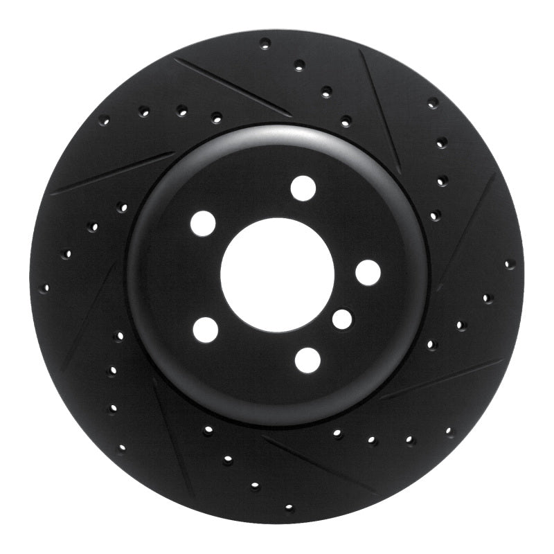 R1 Concepts R1 10-19 BMW 535I GT xDrive Rear Right Drilled & Slotted Black Brake Rotor