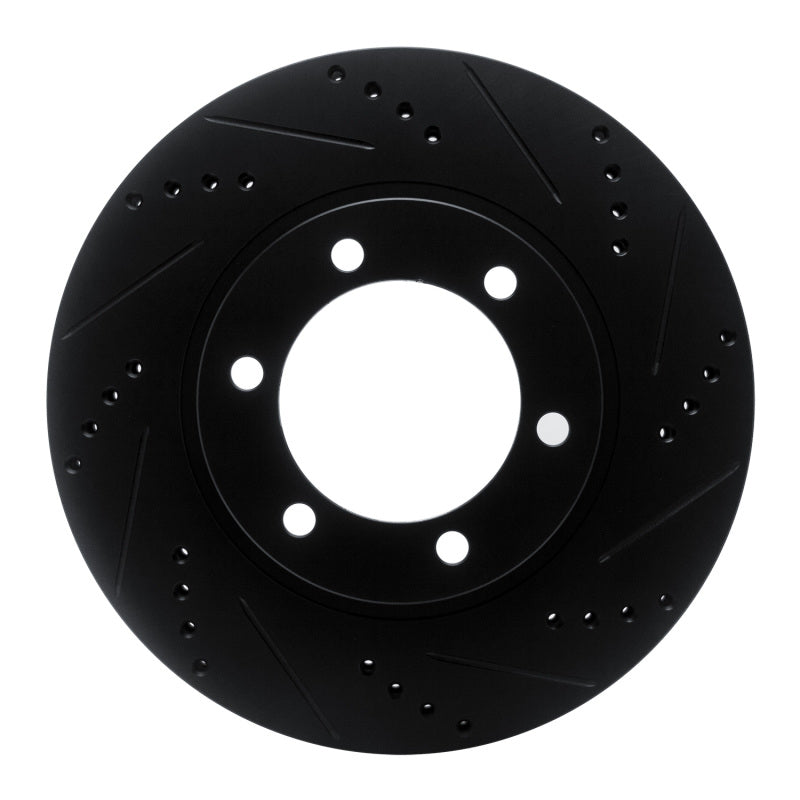 R1 Concepts R1 03-09 Lexus GX470 Front Right Drilled & Slotted Black Brake Rotor