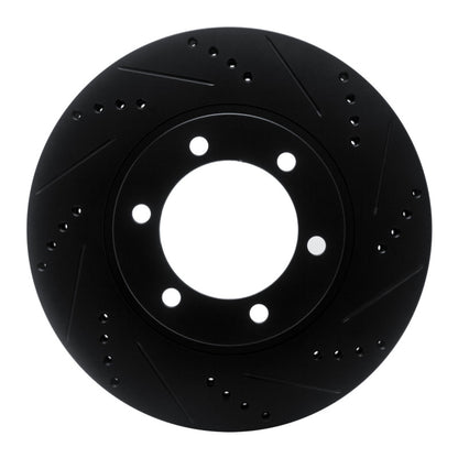 R1 Concepts R1 03-09 Lexus GX470 Front Right Drilled & Slotted Black Brake Rotor