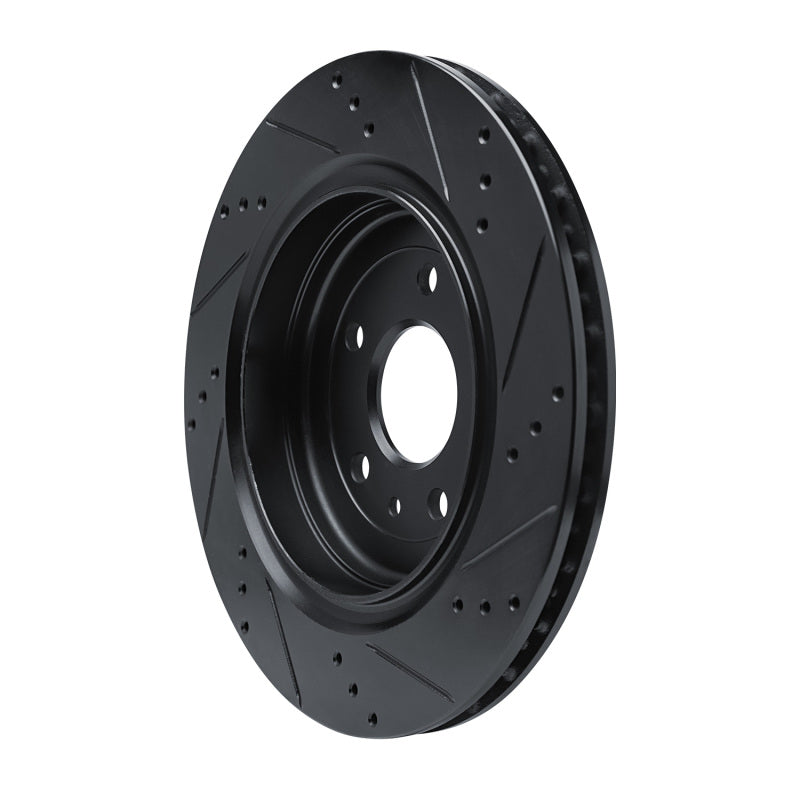 R1 Concepts R1 14-19 Chevrolet Corvette Rear Left Drilled & Slotted Black Brake Rotor