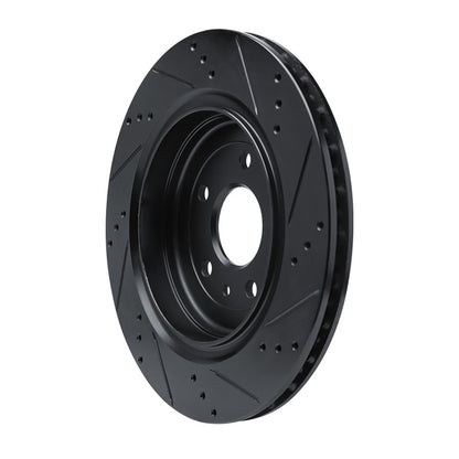R1 Concepts R1 14-19 Chevrolet Corvette Rear Left Drilled & Slotted Black Brake Rotor