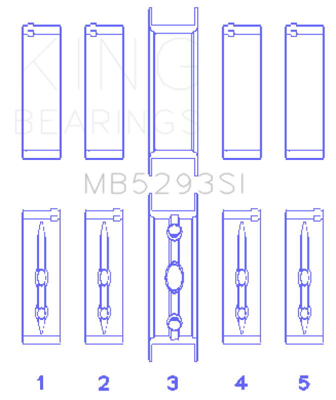 King Engine Bearings King GM 294/325/345/364CI 4.8/5.3/5.7/6.0L L20/LS1/LS2/LS4/LS6 Main Bearing Set - Size STD