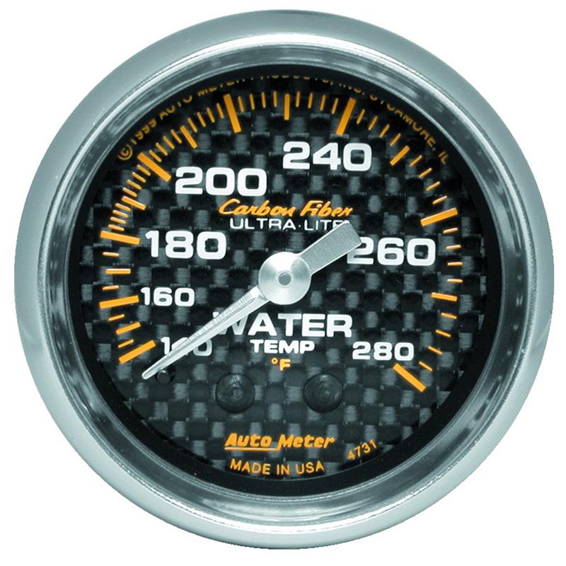 Autometer Carbon Fiber 52mm Water Temperature Gauge
