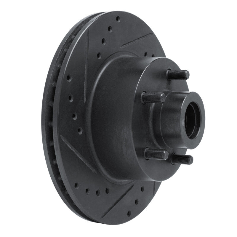 R1 Concepts R1 70-72 Dodge Challenger Front Left Drilled & Slotted Black Brake Rotor