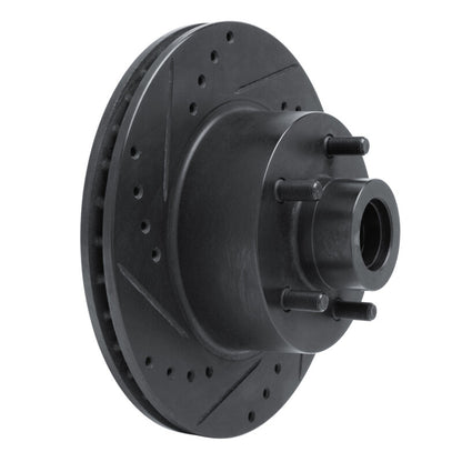 R1 Concepts R1 70-72 Dodge Challenger Front Left Drilled & Slotted Black Brake Rotor