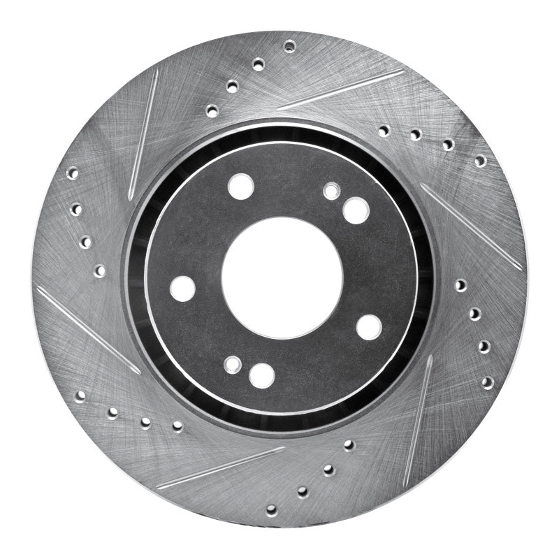 R1 Concepts R1 09-15 Mitsubishi Lancer Front Left Drilled & Slotted Silver Brake Rotor