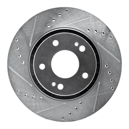R1 Concepts R1 09-15 Mitsubishi Lancer Front Left Drilled & Slotted Silver Brake Rotor
