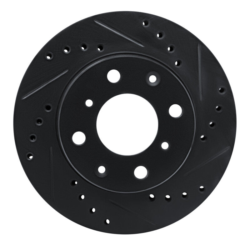 R1 Concepts R1 83-87 Honda Prelude Front Right Drilled & Slotted Black Brake Rotor