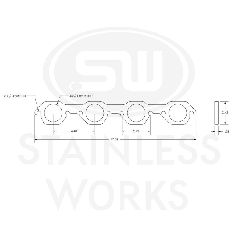 Stainless Works SBF AFR 225 Head Round Port Header 304SS Exhaust Flanges 1-7/8in Primaries
