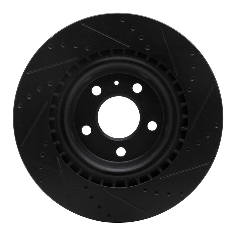 R1 Concepts R1 2008-2025 Audi A6 Allroad Rear Left Drilled & Slotted Black Brake Rotor