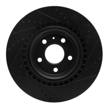 R1 Concepts R1 2008-2025 Audi A6 Allroad Rear Left Drilled & Slotted Black Brake Rotor