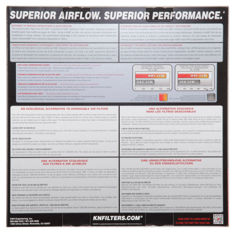 K&N Engineering K&N Replacement Air Filter 09-12 BMW X5/X6 4.4L V8 Panel Filter