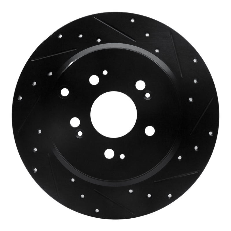 R1 Concepts R1 07-17 Acura MDX Rear Right Drilled & Slotted Black Brake Rotor