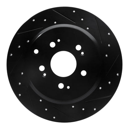 R1 Concepts R1 07-17 Acura MDX Rear Right Drilled & Slotted Black Brake Rotor