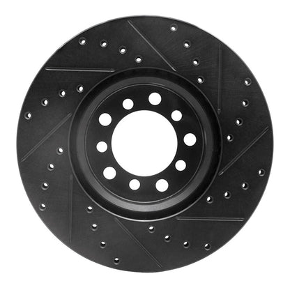 R1 Concepts R1 85-91 Mercedes-Benz 300SE Front Left Drilled & Slotted Black Brake Rotor