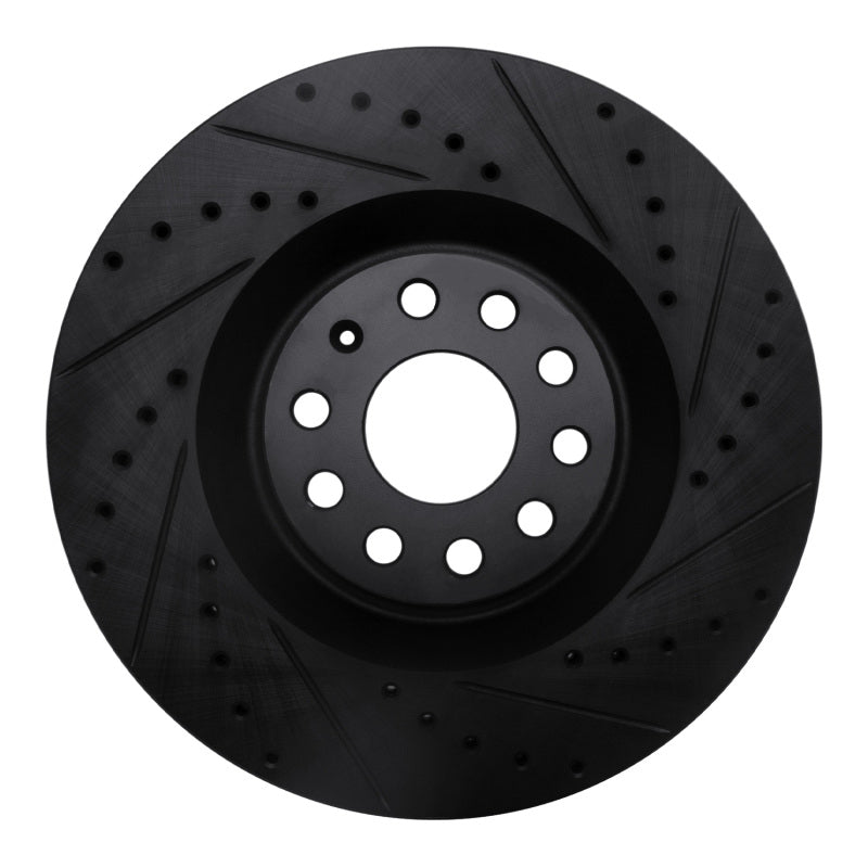 R1 Concepts R1 06-13 Audi S3 (Mexico) Front Right Drilled & Slotted Black Brake Rotor