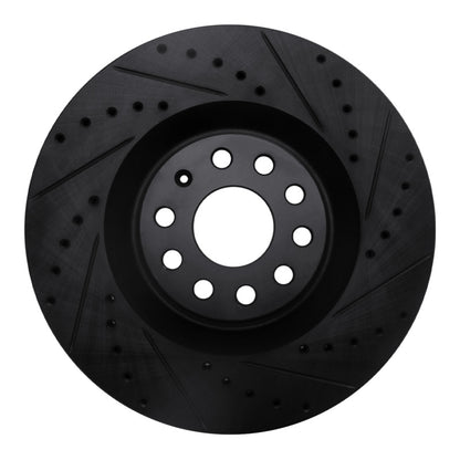 R1 Concepts R1 06-13 Audi S3 (Mexico) Front Right Drilled & Slotted Black Brake Rotor