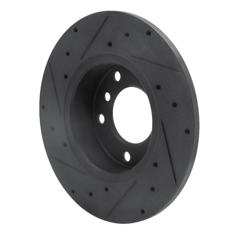 R1 Concepts R1 95-98 BMW 318TI Front Right Drilled & Slotted Black Brake Rotor