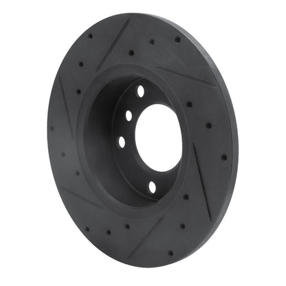 R1 Concepts R1 95-98 BMW 318TI Front Right Drilled & Slotted Black Brake Rotor