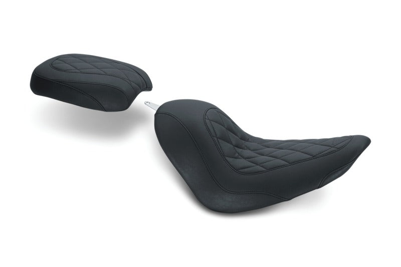 Mustang Motorcycle Mustang 06-17 Harley Softail Wide Tire (200mm) Tripper Passenger Seat Diamond Stitch - Black