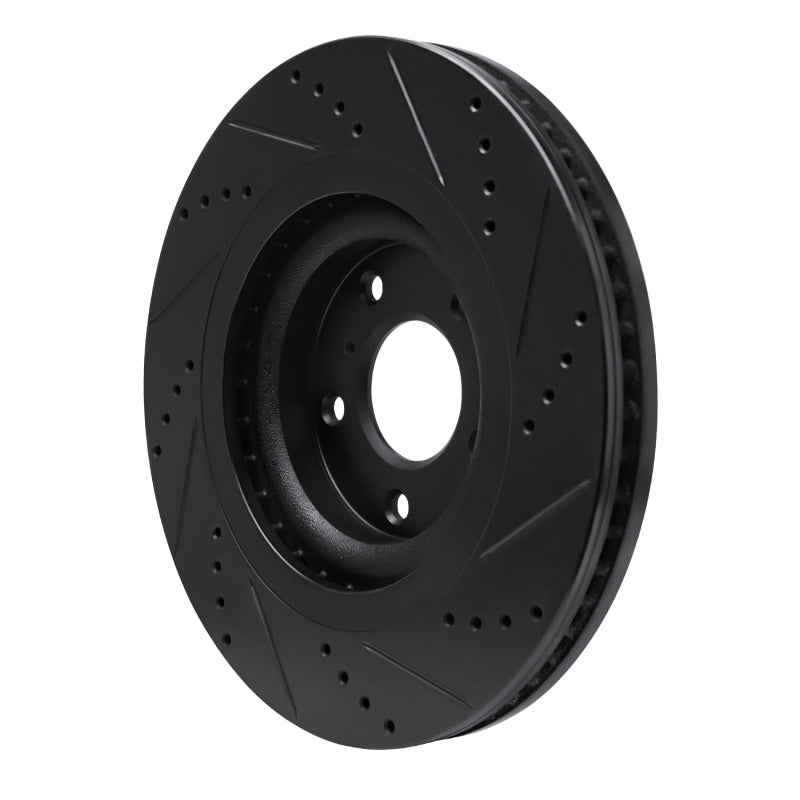 R1 Concepts R1 19-24 Infiniti QX55 Front Left Drilled & Slotted Black Brake Rotor