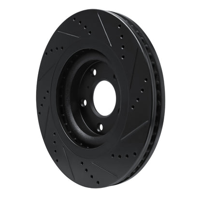 R1 Concepts R1 19-24 Infiniti QX55 Front Left Drilled & Slotted Black Brake Rotor