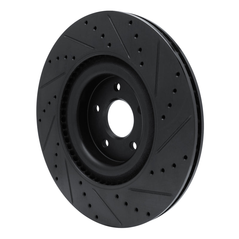 R1 Concepts R1 16-18 Ford Focus Front Left Drilled & Slotted Black Brake Rotor